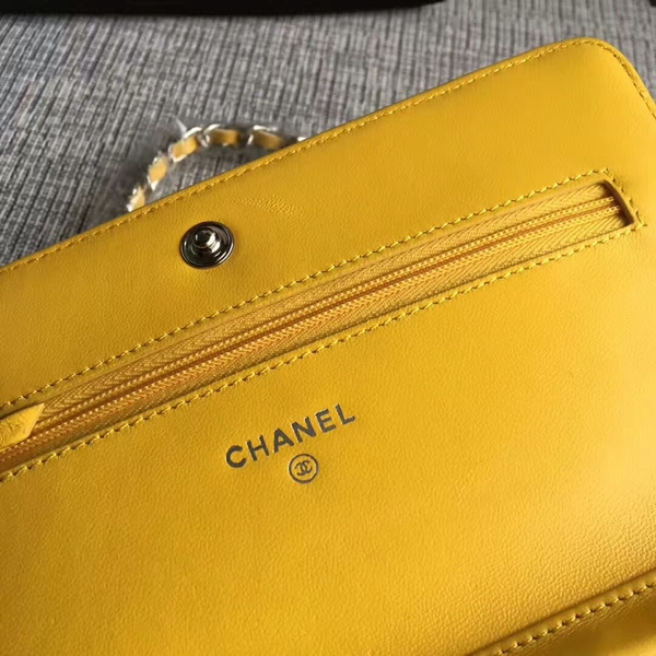 Chanel WOC Flap Bag Patent Leather A33814C Yellow