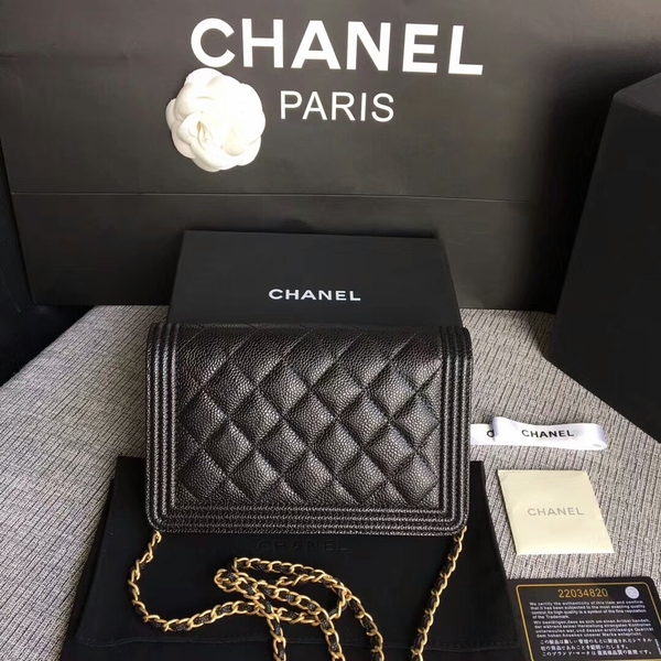 Boy Chanel WOC Flap Bag Original Calfskin Leather CHA6040 Black