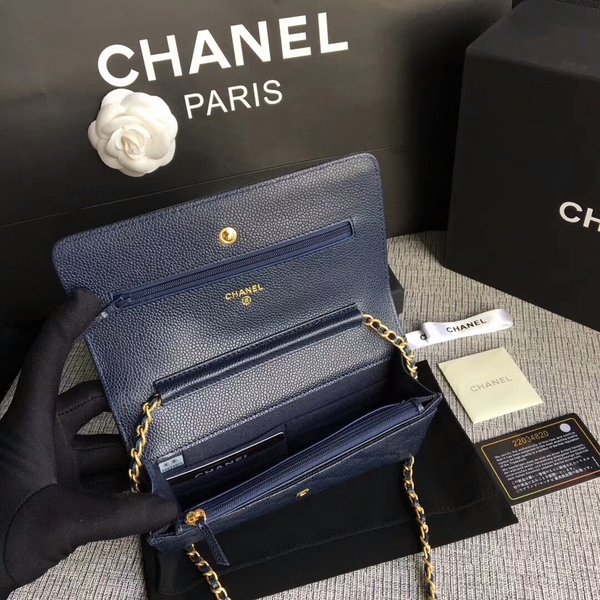 Boy Chanel WOC Flap Bag Original Calfskin Leather CHA6040 Blue