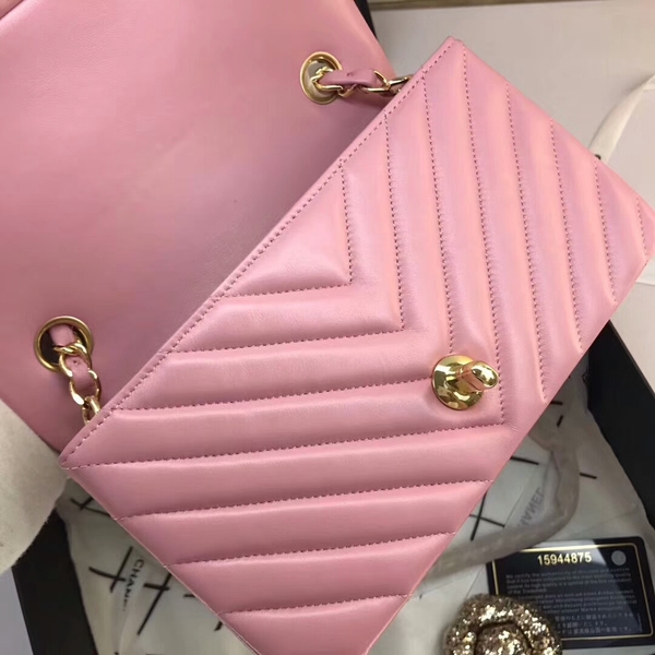 Chanel Classic Flap Bags Light Pink Original Sheepskin Leather 1116 Gold