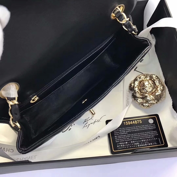 Chanel Classic Flap Bags Black Original Sheepskin Leather 1116 Gold
