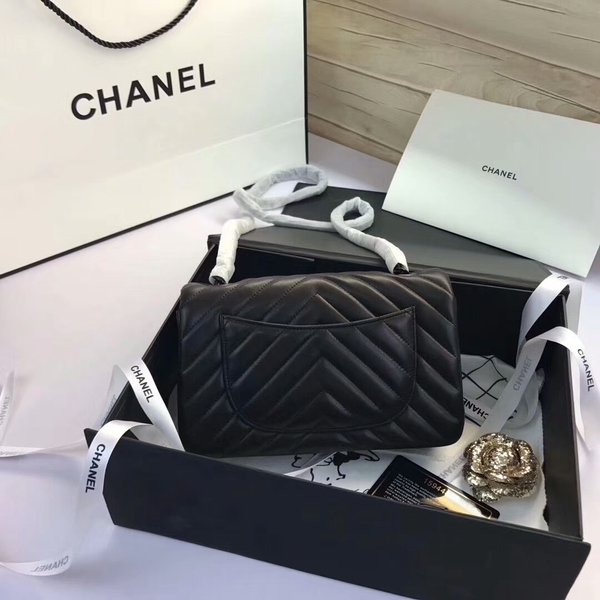 Chanel Classic Flap Bags Original Sheepskin Leather 1116 Black