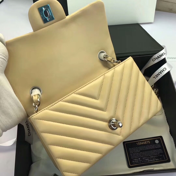 Chanel Classic Flap Bags Camel Original Sheepskin Leather 1116 Silver