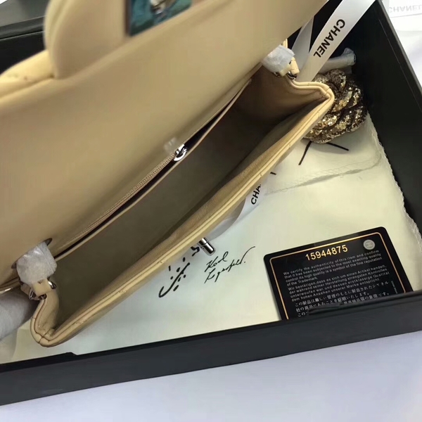 Chanel Classic Flap Bags Camel Original Sheepskin Leather 1116 Silver