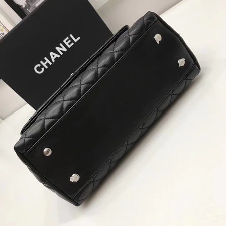 Chanel Classic Red Top Handle Bag Original Leather A92991 Black
