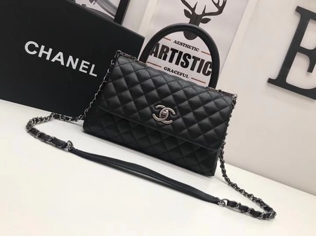 Chanel Classic Top Handle Bag Black Original Leather A92991 Silver