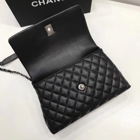 Chanel Classic Top Handle Bag Black Original Leather A92991 Silver