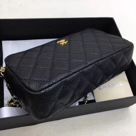 Chanel Shoulder Bag Black Cannage Pattern Leather CHA6845 Gold Chanel Shoulder Bag Black Cannage Pattern Leather CHA6845 Gold