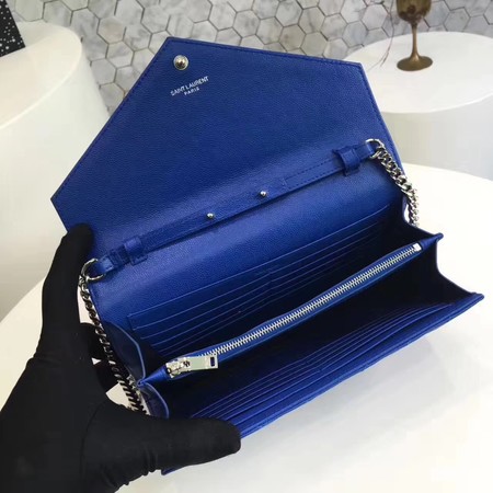YSL WOC Classic Monogramme Flap Bag Cannage Pattern Y1003 Blue