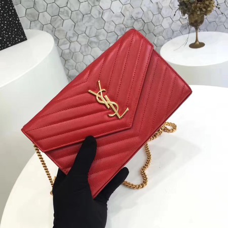 YSL WOC Classic Monogramme Flap Bag Cannage Pattern Y1003 Red