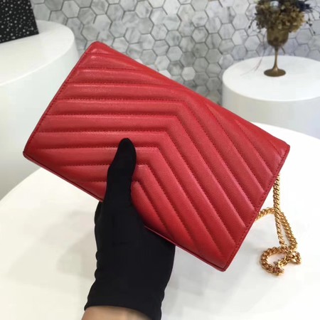 YSL WOC Classic Monogramme Flap Bag Cannage Pattern Y1003 Red