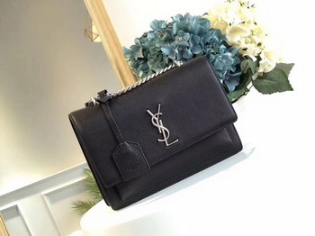 Yves Saint Laurent Leather Cross-body Shoulder Bag Y8005 Black
