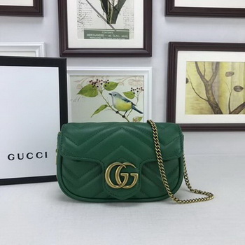 Gucci GG Marmont Matelasse Leather Super Mini Bag 476433 Green