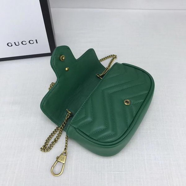 Gucci GG Marmont Matelasse Leather Super Mini Bag 476433 Green
