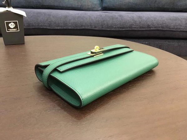 Hermes Kelly Epsom Leather Wallet H4086 Green