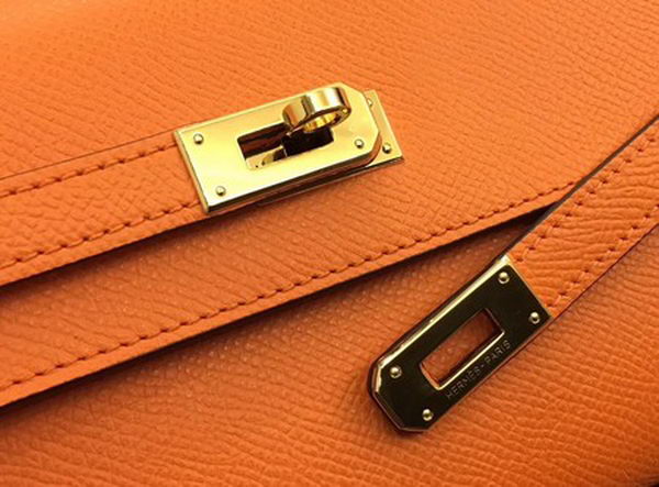Hermes Kelly Epsom Leather Wallet H4086 Orange