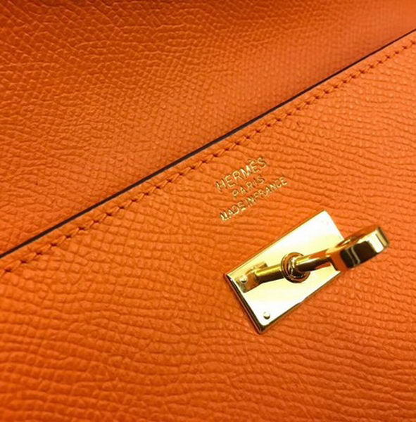 Hermes Kelly Epsom Leather Wallet H4086 Orange