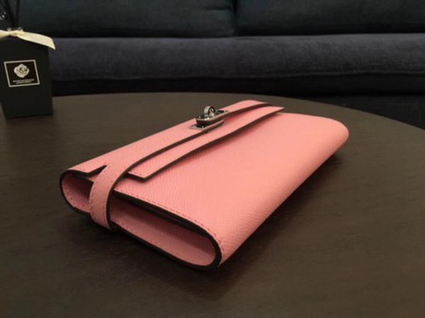 Hermes Kelly Epsom Leather Wallet H4086 Pink