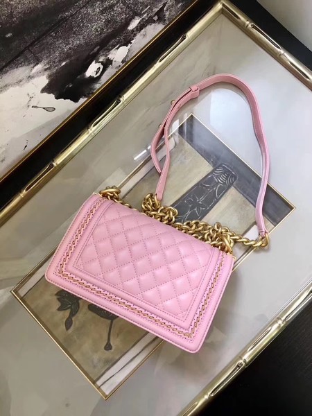 Boy Chanel Flap Shoulder Bag Sheepskin Leather A67085E Pink