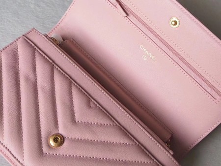 Chanel V mini Flap Bag Chevron Sheepskin Leather A33814V Pink
