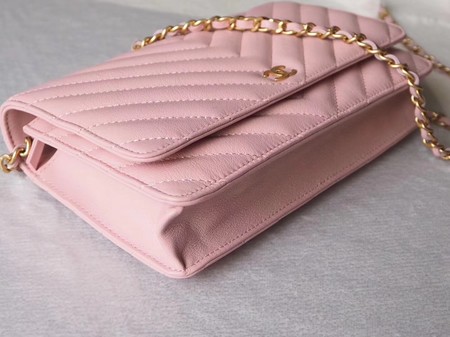Chanel V mini Flap Bag Chevron Sheepskin Leather A33814V Pink