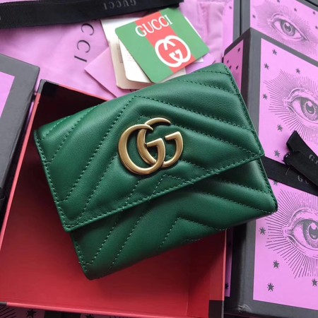Gucci GG Marmont Matelasse Wallet 474802 Green