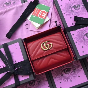 Gucci GG Marmont Matelasse Wallet 474802 Red