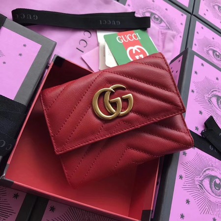 Gucci GG Marmont Matelasse Wallet 474802 Red