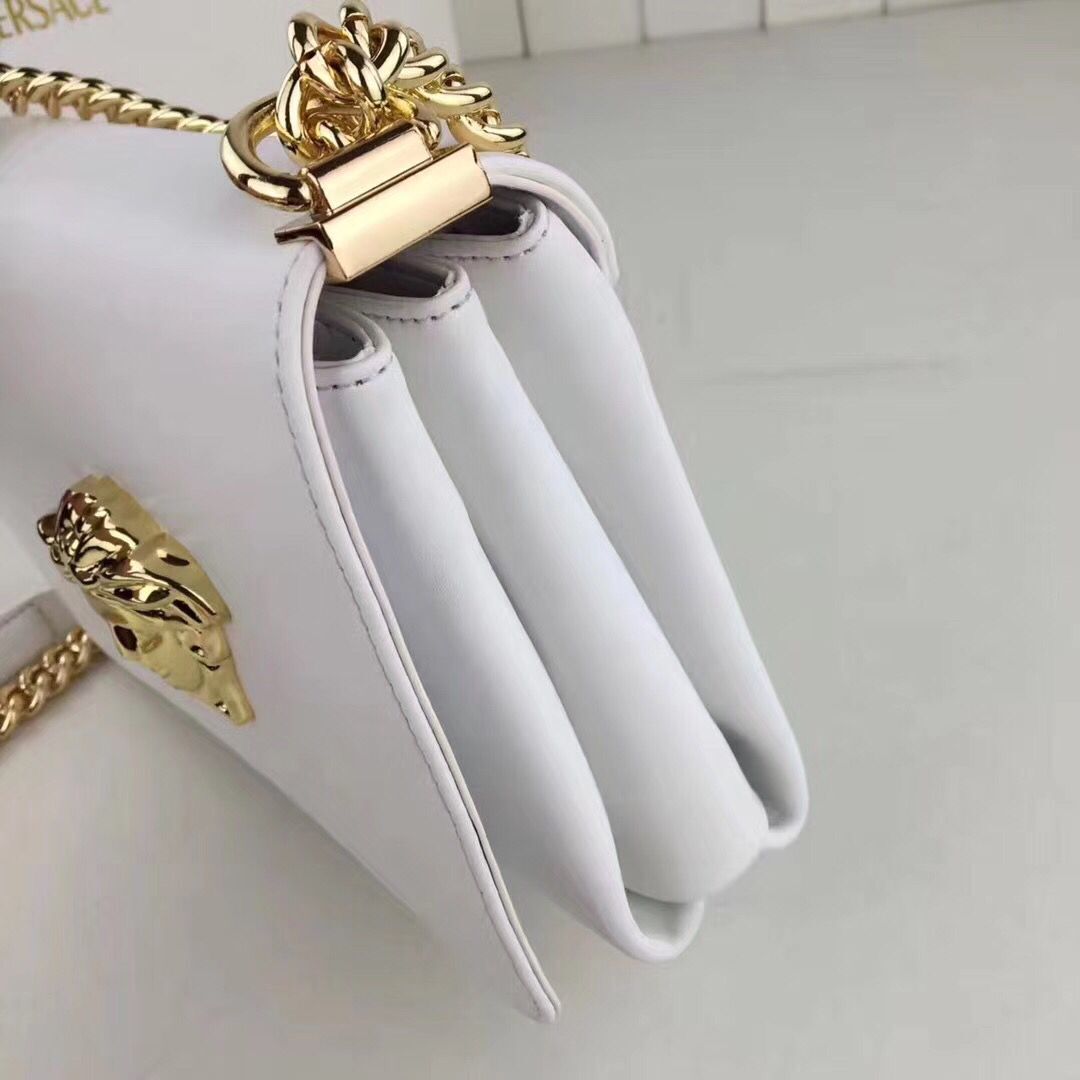 Versace Calfskin Leather Shoulder Bag VS170 White