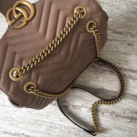 Gucci GG Marmont Matelasse Leather Shoulder Bag 443497 Apricot