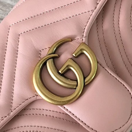 Gucci GG Marmont Matelasse Leather Shoulder Bag 443497 Pink
