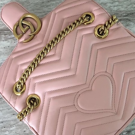 Gucci GG Marmont Matelasse Leather Shoulder Bag 443497 Pink