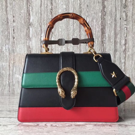 Gucci Dionysus Leather Top Handle Bag 448075 Black&Green&Red