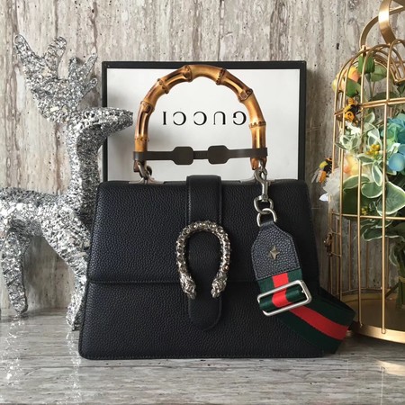 Gucci Dionysus Leather Top Handle Bag 448075 Black