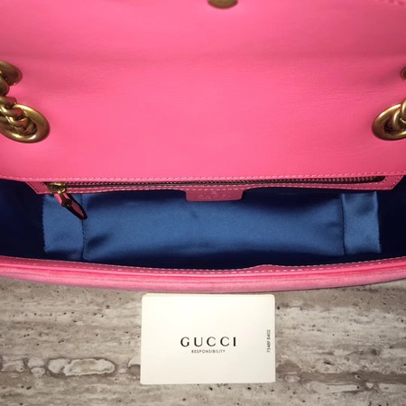 Gucci GG Marmont Chevron Velvet Shoulder Bag 443497 Pink
