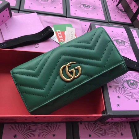 Gucci GG Marmont Continental Wallet 443436 Green