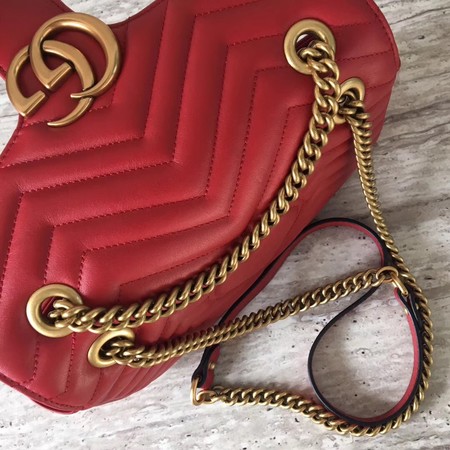 Gucci Now GG Marmont Matelasse Shoulder Bag 443496 Red