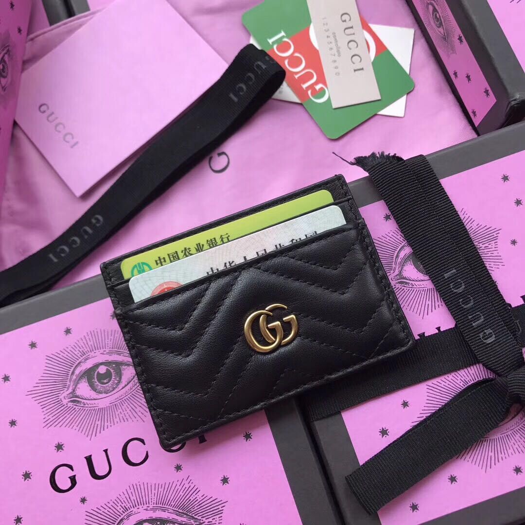 Gucci Leather Card Case 499360 Black