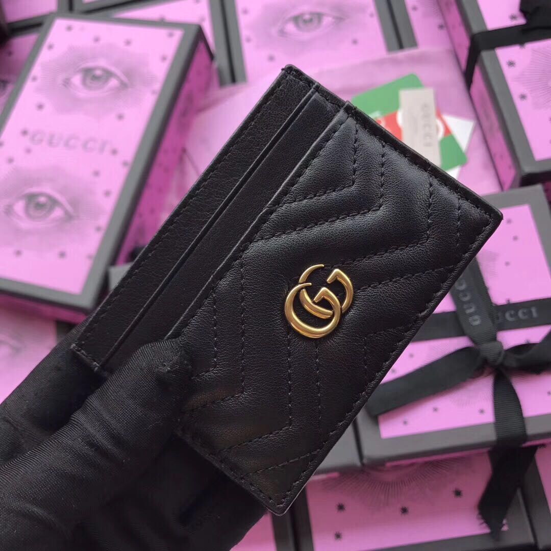 Gucci Leather Card Case 499360 Black