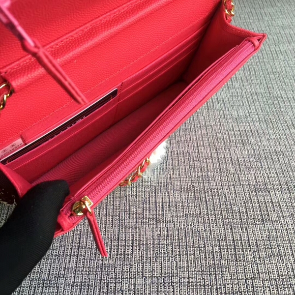 Chanel WOC Flap Shoulder Bag Pink Calfskin Leather A33814 Gold