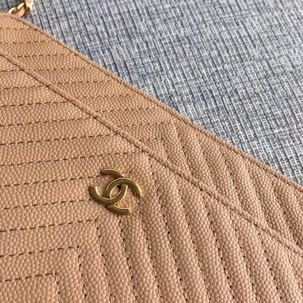 Chanel WOC Flap Shoulder Bag Camel Calfskin Leather A33814 Gold