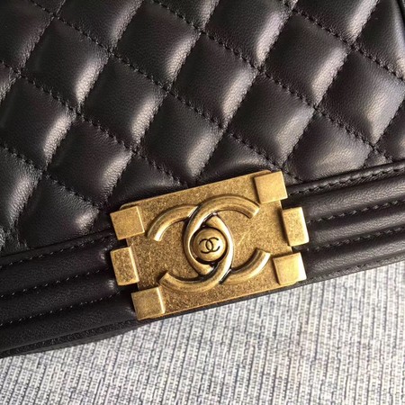 Boy Chanel Flap Shoulder Bag Sheepskin Leather A67085 Black