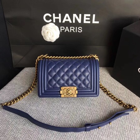 Boy Chanel Flap Shoulder Bag Sheepskin Leather A67085 Blue