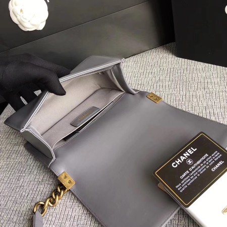 Boy Chanel Flap Shoulder Bag Sheepskin Leather A67085 Grey