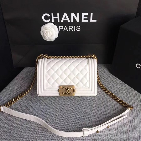 Boy Chanel Flap Shoulder Bag Sheepskin Leather A67085 White