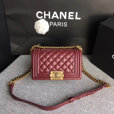 Boy Chanel Flap Shoulder Bag Sheepskin Leather A67085 Wine