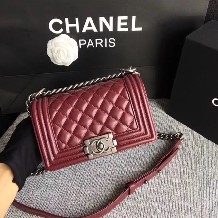Boy Chanel Flap Shoulder Bag Sheepskin Leather A67085 Wine