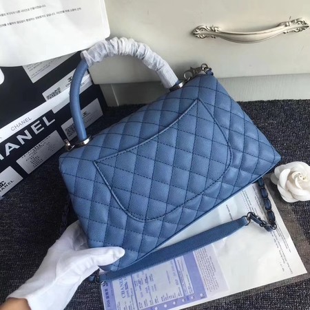 Chanel Classic Top Handle Bag Original Cannage Pattern A96901 Blue