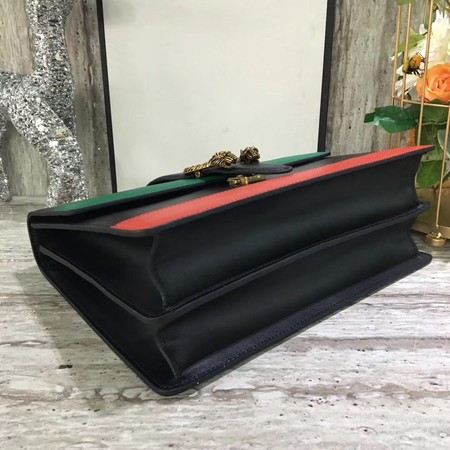 Gucci Dionysus Leather Top Handle Bag 421999 Black&Green&Red