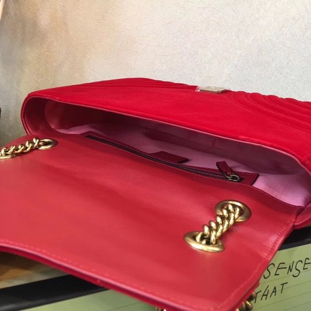 Gucci GG Marmont Medium Velvet Shoulder Bag 443496 Red